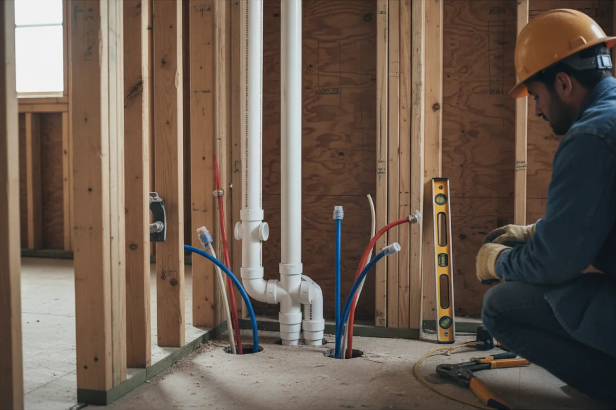 Drain and supply rough-in during Toilet Repair and Installation in Foster